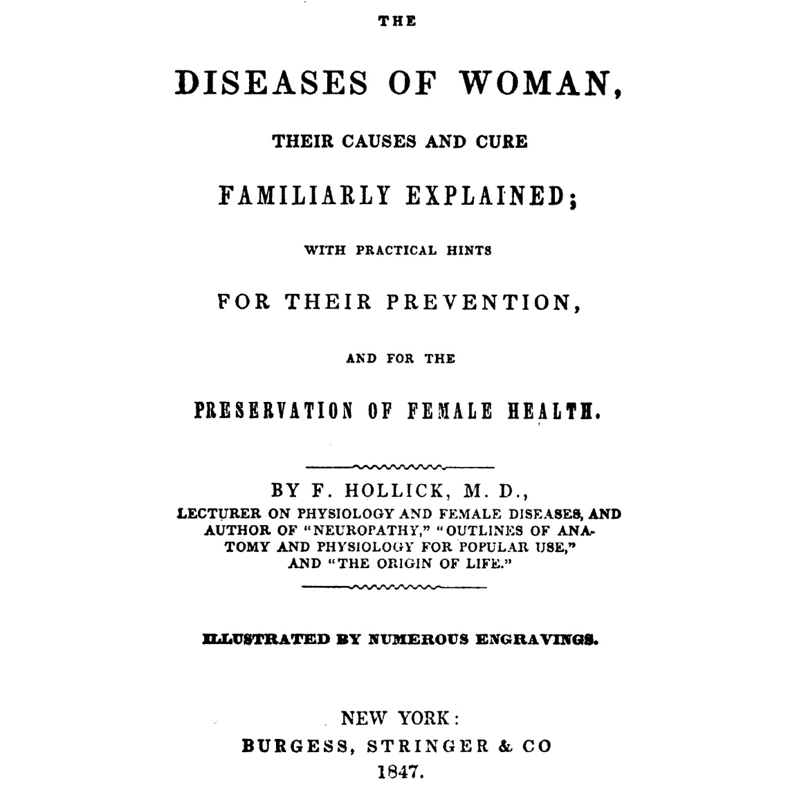 Title page of 1847-HOLLICK-Dis Women